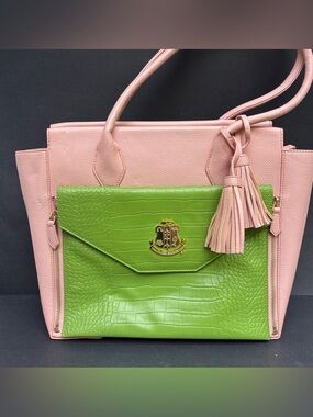 Gregory Sylvia Pink & Green Satchel Bag , Removable Handbag